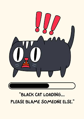 Black Cat Loading Funny Cartoon
