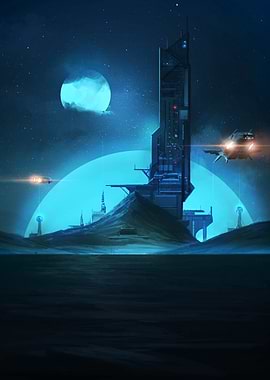 Futuristic Sci-Fi Base X32 & Landscape with Spacecraft -