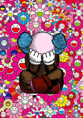 KAWS Companion with Murakami Flowers