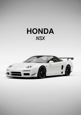 Honda NSX White Car poster
