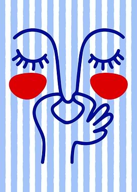 Abstract Face with Hand Illustration Smell Bathroom