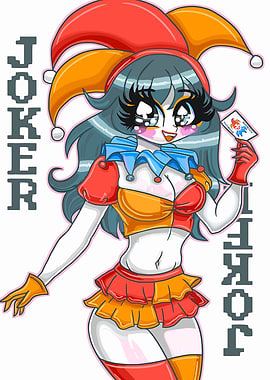 Anime Joker Girl with Playing Card