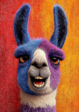 Colorful Llama Portrait