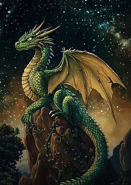 Green Dragon Perched Rocky Peak