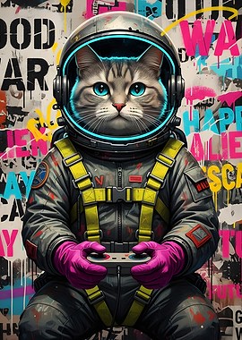 Astronaut Cat Gamer