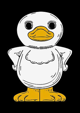 Cartoon Duck Illustration on Black Background