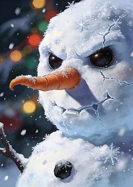 Angry Snowman Christmas Digital Art