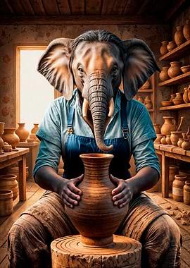 Elephant Potter at Work