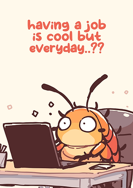 Bug Working at Desk Cartoon