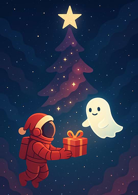 Christmas in Space - Gift for Cute Ghost