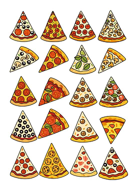 Cartoon Pizza Slices Pattern