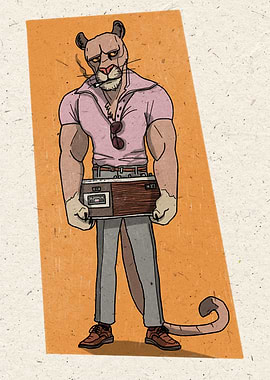 Anthropomorphic Cougar With Boombox