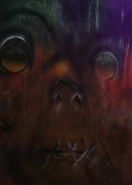 Abstract Face with Stitched Mouth