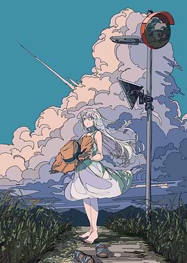 Anime Girl in Summer Landscape