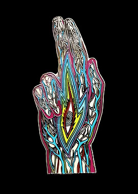 Colorful Hand with Eye Pin