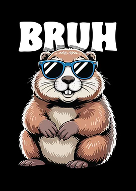 Cool Bruh Groundhog Cartoon