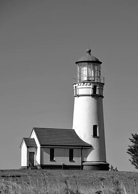 Black and White Lighthouse Scene