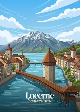 Lucerne, Switzerland Travel Poster