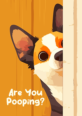 Funny Dog Peeking Cartoon Illustration