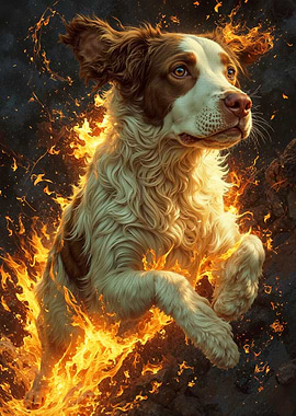 Springer Spaniel In flames