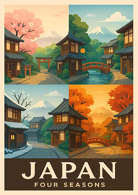 Japan Four Seasons Travel Poster