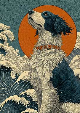 Springer Spaniel with Waves