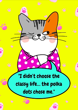 Funny and Classy Cat with Polka Dots