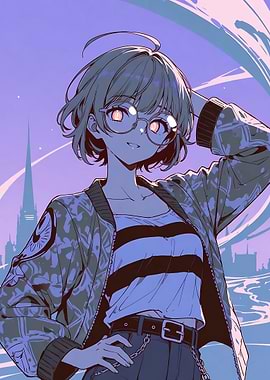 Anime Girl in Cityscape