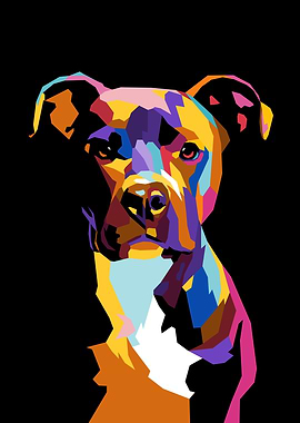 Colorful Dog Portrait on Black Background
