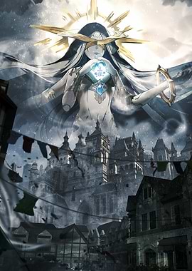 Celestial Being Overlooking a Medieval City