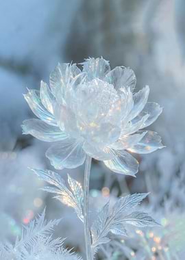 Icy White Flower with Iridescent Sheen