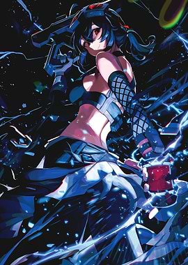 Anime Girl with Gun in Dark Setting