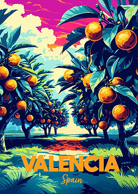 Valencia Spain Orange Grove Art