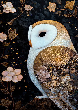 Elegant Owl with Floral Accents