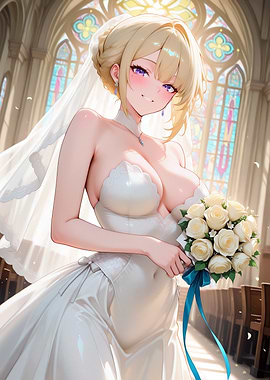 Anime Bride in Wedding Dress