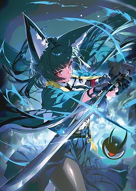 Anime Fox Girl with Sword