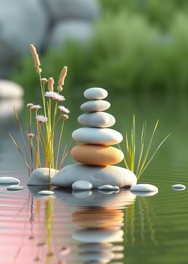 Zen Stone Stack in Water