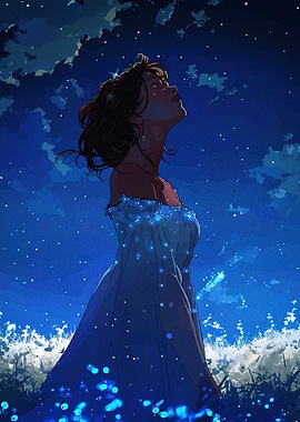 Woman gazing at the night sky