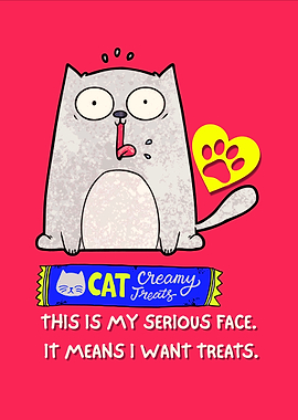 Cartoon Cat Wants Creamy Treats