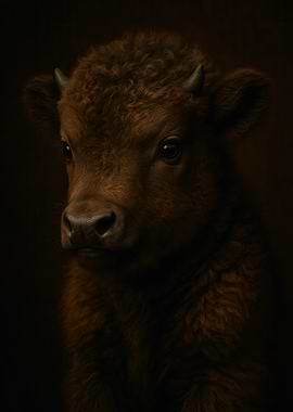 Portrait of a Young Brown Bison