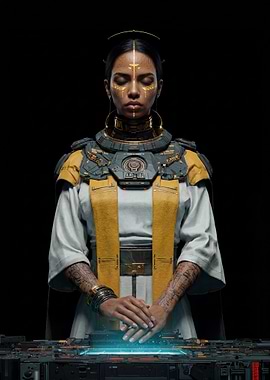 Futuristic Priestess in Meditation