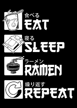 Ramen Noodle Japanese Ramen poster,Eat Sleep Ramen Repeat, Japanese ramen
