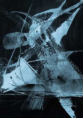 Abstract Blue and Black Brushstrokes