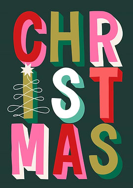 Colorful Christmas Typography Art