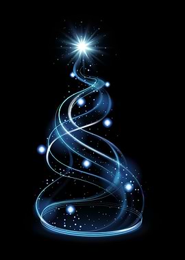 Abstract Christmas Tree with Blue Lights