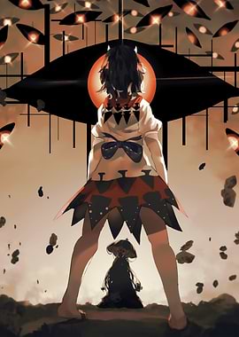 Anime Girl Confronting Shadowy Figure