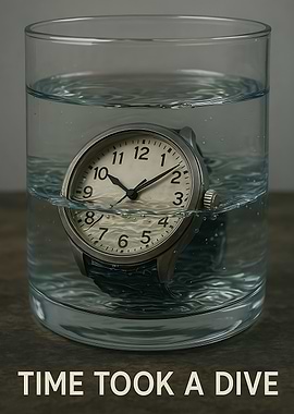 Watch in Water Glass Still Life
