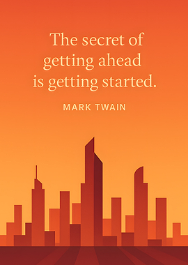 Motivational Quote with Cityscape Silhouette