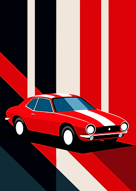 Red Car Pop Art Illustration
