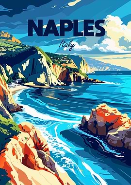 Naples, Italy Travel Poster